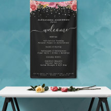 Botaniskt Rosa Flowers Diamond Glitter Black Salon