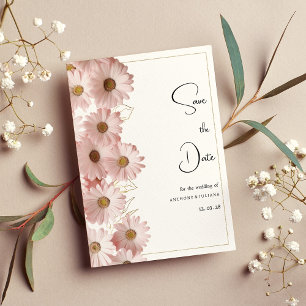 Botaniskt rosa guld daisy Spara datum Inbjudningar