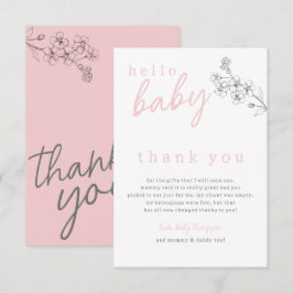 Botaniskt Rosa Hej Baby Baby Shower Tack Kort