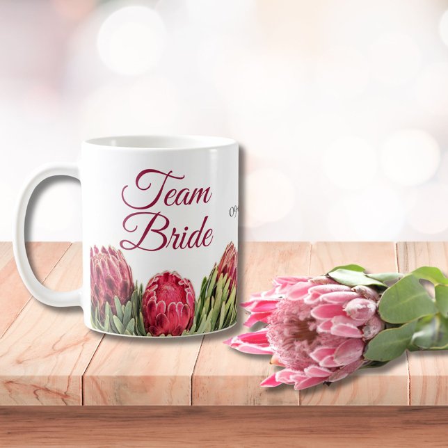 Botaniskt Rosa Protea Blommig Svita Present Kaffe Kaffemugg (Skapare uppladdad)