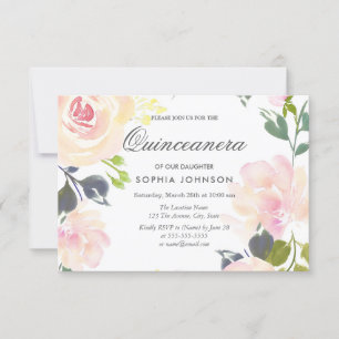 Botaniskt Rosa ros Quinceanera-inbjudan Inbjudningar