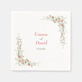 Botaniskt Rosa ros Rustic bröllop Pappersservett