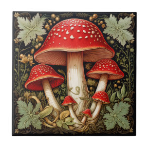 Botaniskt rött Amanita Muscaria 3D Effect Mushroom Kakelplatta