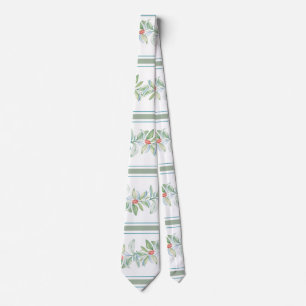 Botaniskt rött och Grönt Jul Neck Tie Slips