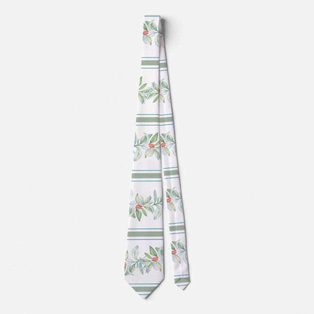 Botaniskt rött och Grönt Jul Neck Tie Slips (Framsida)