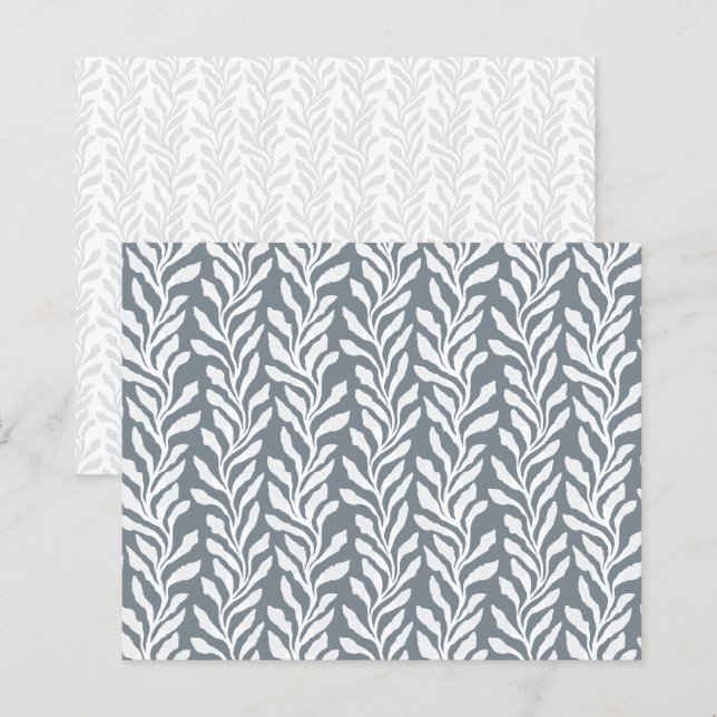 Botaniskt sjögräs gråblått scrapbookpapper (Fram/baksida)