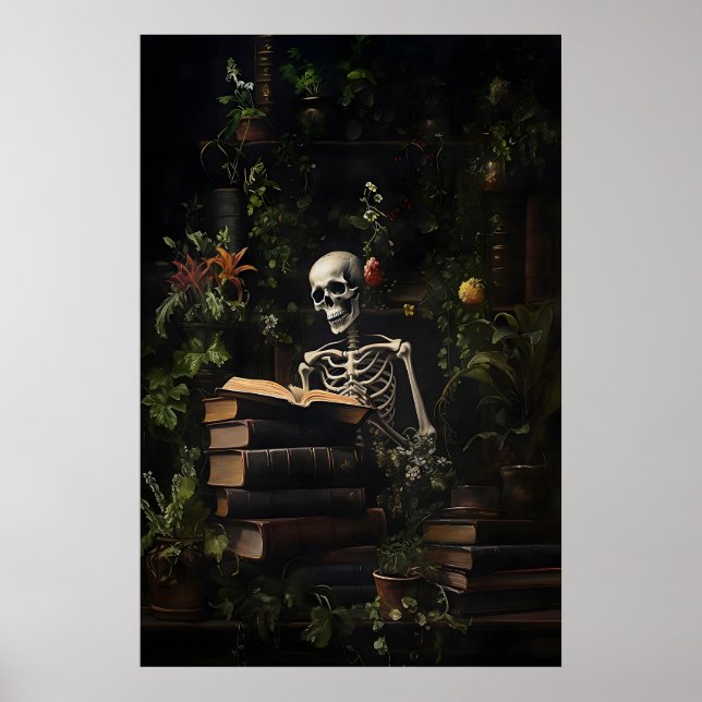 Botaniskt skelett bibliotekstryck, Mörk akademi Poster (Framsidan)
