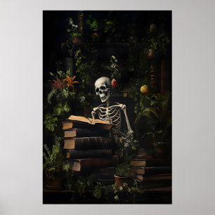 Botaniskt skelett bibliotekstryck, Mörk akademi Poster