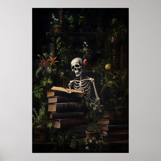 Botaniskt skelett bibliotekstryck, Mörk akademi Poster (Framsidan)