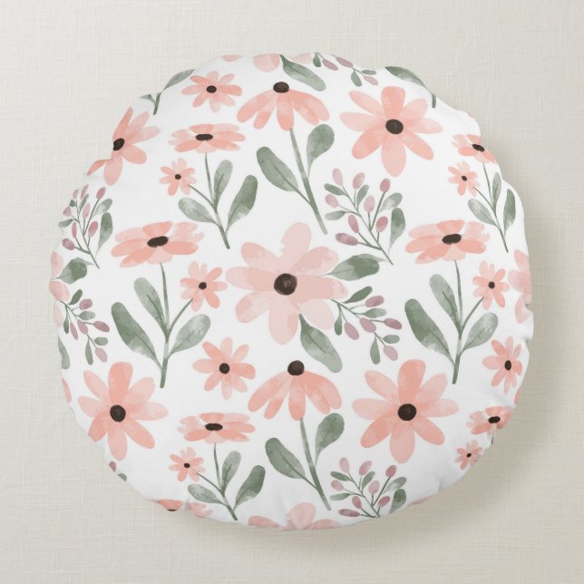 Botaniskt skönhet rund kudde (Framsidan)