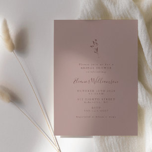 Botaniskt skript Dusty Mauve Boho Möhippa Inbjudningar