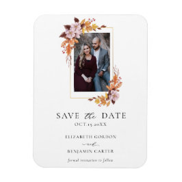 Botaniskt skript för höstfällig Blommigt för foto- Magnet