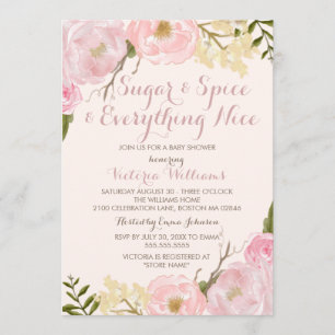 Botaniskt socker & Spice Girl Baby Shower Inbjudan