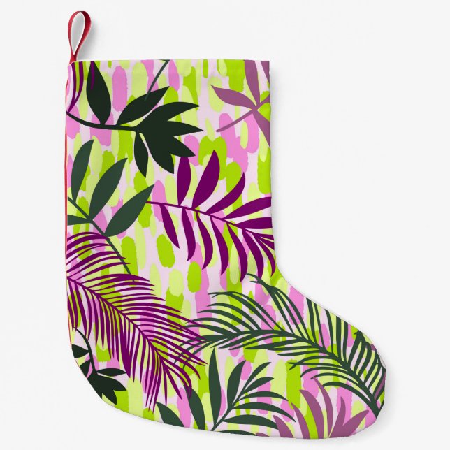 Botaniskt sömlöst mönster blandat med geometrisk s liten julstrumpa (Framsidan)