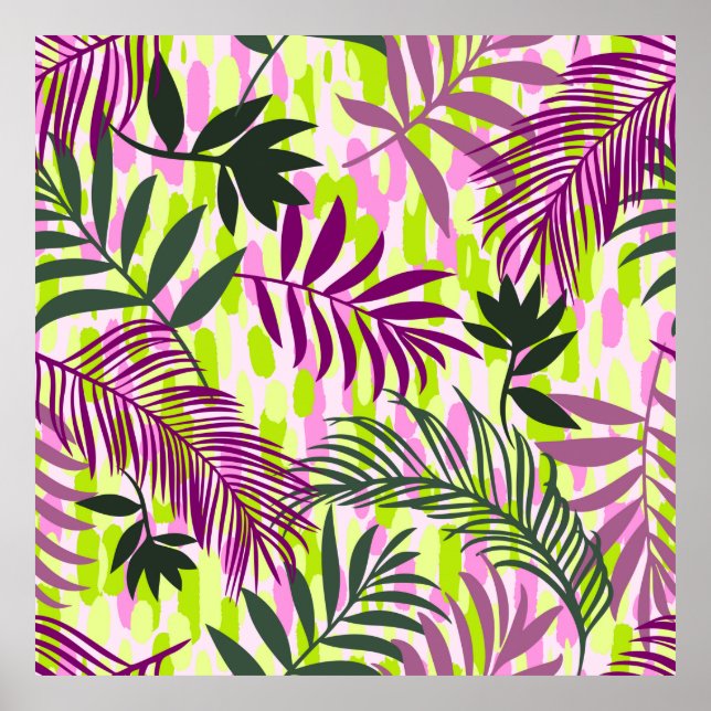 Botaniskt sömlöst mönster blandat med geometrisk s poster (Framsidan)