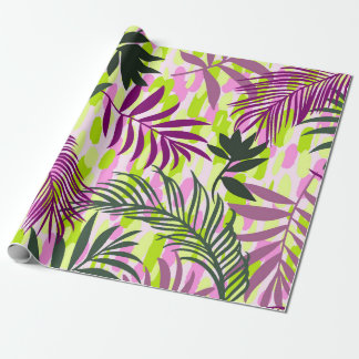 Botaniskt sömlöst mönster blandat med geometrisk s presentpapper