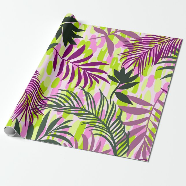 Botaniskt sömlöst mönster blandat med geometrisk s presentpapper (Utrullad)