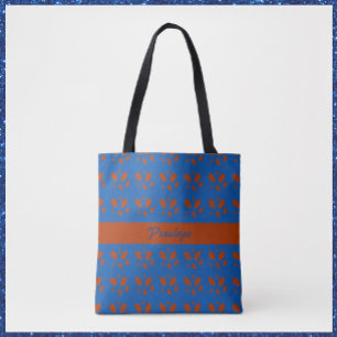 Botaniskt Söt Rust Löv på Royal Blue Design Tygkasse