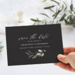 botaniskt spara datumet för Eukalyptus elegant brö Meddelande Vykort<br><div class="desc">Eucalyptus grönt utan fotobudget,  rök och guld botaniskt eteriskt modernt elegant bröllop spara datum meddelande-kort</div>