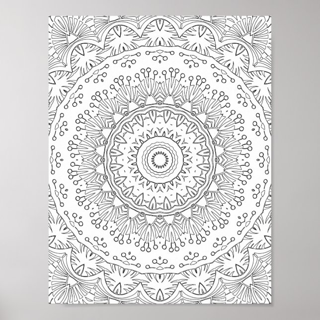 Botaniskt spetsmandalamönster för färgläggning kon poster (Framsidan)