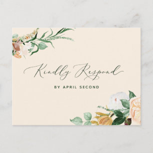 Botaniskt svar från Boho Greenery Peach Bröllop OS Inbjudan Vykort