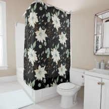 Botaniskt svart bakgrund i klassisk vit Blommigt