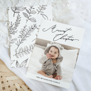 Botaniskt svartvitt - beröm julfoto julkort