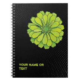 Botaniskt syragrönt: 'Avund' Zinnia Pop Art Anteckningsbok