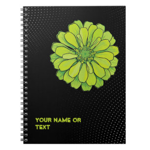 Botaniskt syragrönt: 'Avund' Zinnia Pop Art Anteckningsbok