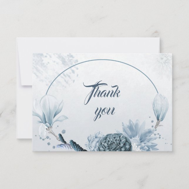 botaniskt tackkort för dammiga blåa blommor tack kort (Framsida)