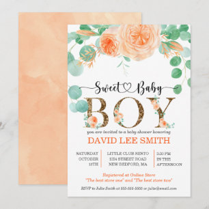 Botaniskt teal och orange Baby Shower