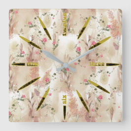 Botaniskt tema med Neutralt på hösten Fyrkantig Klocka