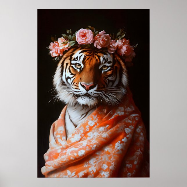 Botaniskt Tigerkonsttryck, Förändrad Djur Poster (Framsidan)