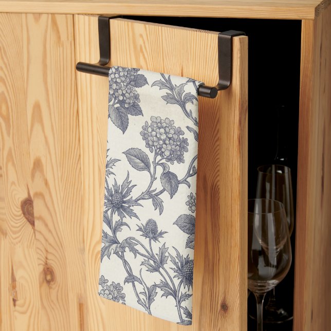 Botaniskt Toile | Hortensia & Tistlar Kökshandduk (Thirds Fold)