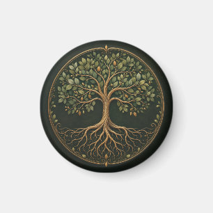 Botaniskt träd, Livets träd, Rund köksmagnet Magnet