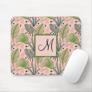 Botaniskt Tropical Löv Monogram Rosa Anpassningsba Musmatta