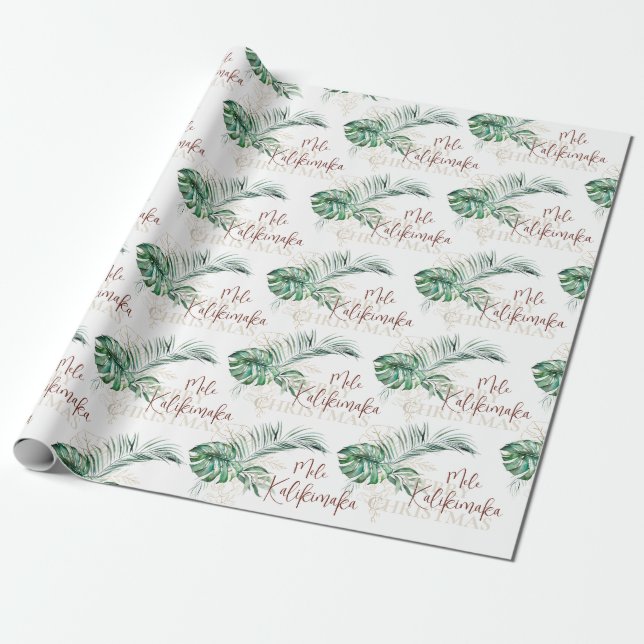 Botaniskt Tropical Mele Kalikimaka | Jul Presentpapper (Utrullad)