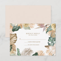 Botaniskt Tropiskt Blommigt Guld Mauve Bröllop