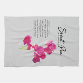 Botaniskt tryck för söt ärta kökshandduk