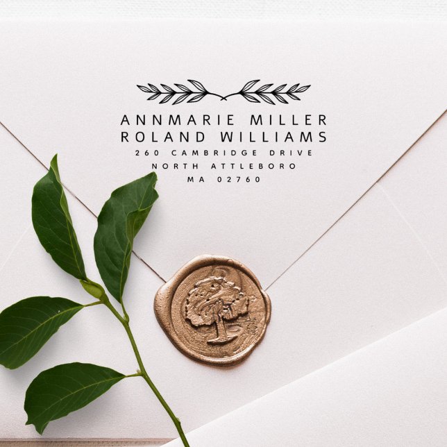 Botaniskt två efternamn Modern Returadress Stämpel (Skapare uppladdad)