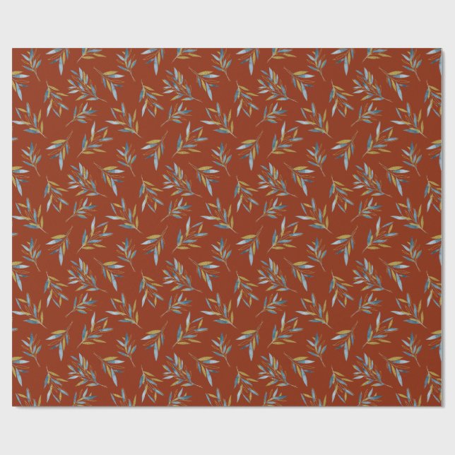 Botaniskt upprepa Mönster från Twigs med Guld Presentpapper (Platt)