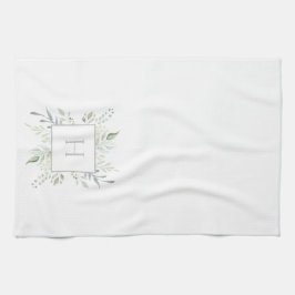 Botaniskt ursprungligt monogram kökshandduk