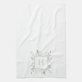 Botaniskt ursprungligt monogram kökshandduk