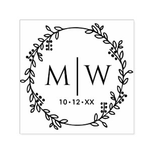 Botaniskt utandningsorgan två första Bröllop Monog Självfärgande Stämpel