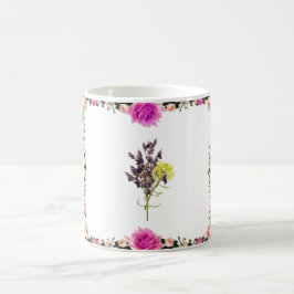 Botaniskt utkast av lavender & Gult Wildblome Kaffemugg