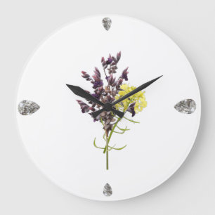 Botaniskt utkast av lavender & Gult Wildblome Stor Klocka