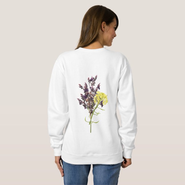 Botaniskt utkast av lavender & Gult Wildblome T Shirt (Hel baksida)