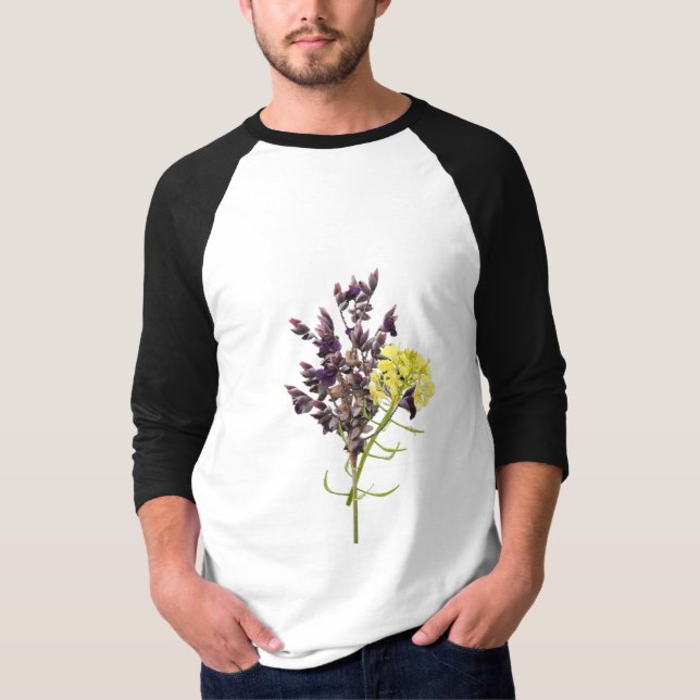Botaniskt utkast av lavender & Gult Wildblome T Shirt (Framsida)