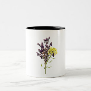 Botaniskt utkast av lavender & Gult Wildblome Två-Tonad Mugg