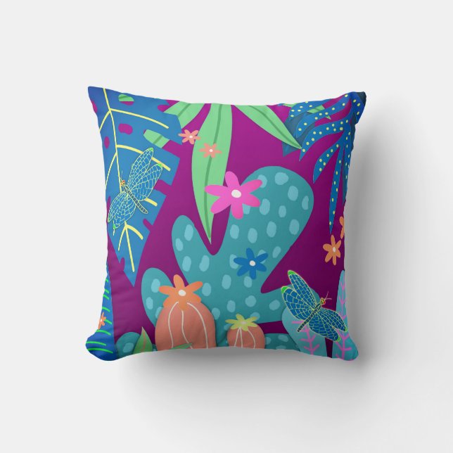 Botaniskt utskrift nr 11 Sangria Kudde (Framsida)